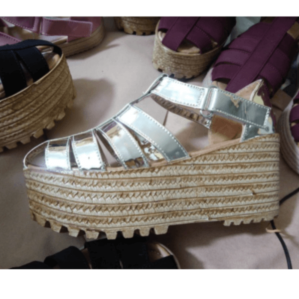 Platform Style Heels for Women in Silver Color